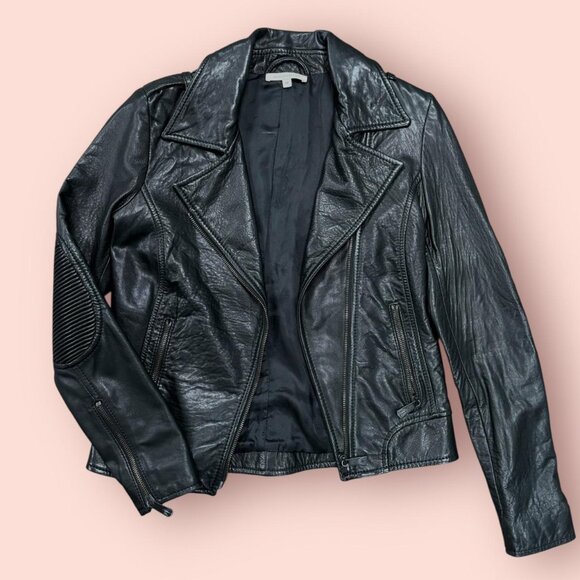 Faith Connexion Lambskin Leather Biker Jacket - Picture 1 of 7